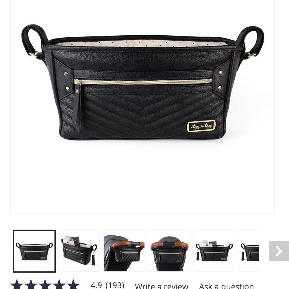 Itzy Ritzy Black Quilted Baby Bag